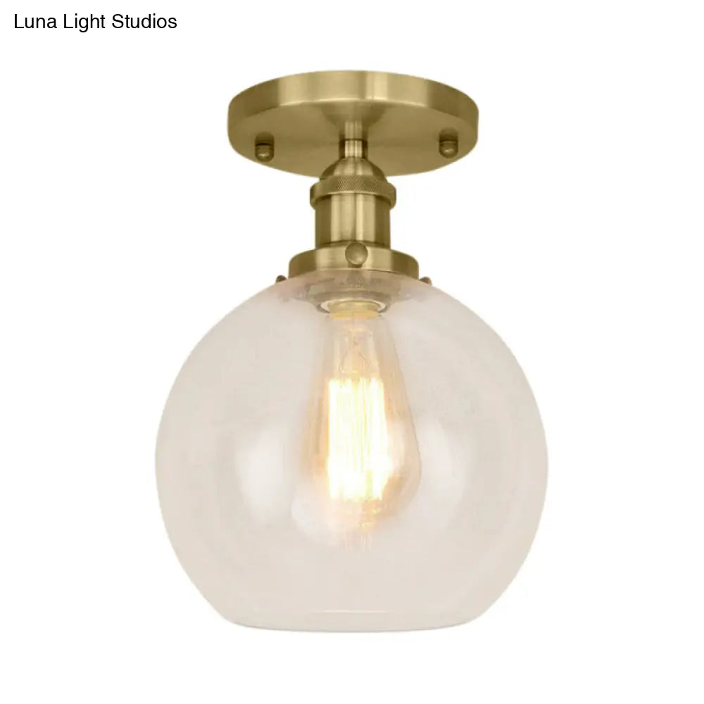 DecorBites™ DecorBites™ Industrial Clear Glass Spherical Balcony Ceiling Light Fixture – Black/Brass/Copper