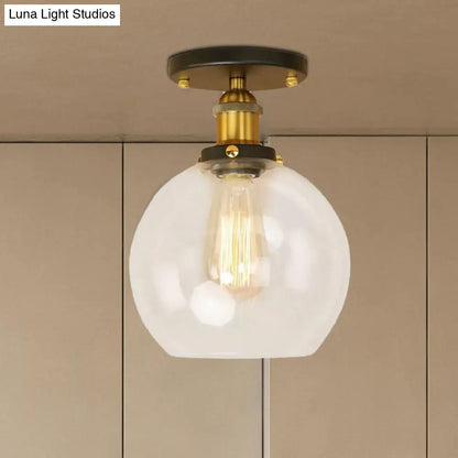 DecorBites™ DecorBites™ Industrial Clear Glass Spherical Balcony Ceiling Light Fixture – Black/Brass/Copper