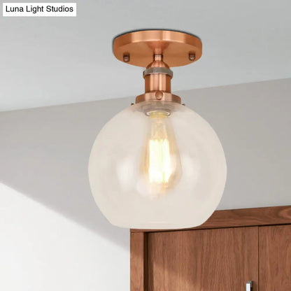 DecorBites™ DecorBites™ Industrial Clear Glass Spherical Balcony Ceiling Light Fixture – Black/Brass/Copper