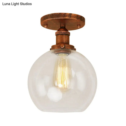 DecorBites™ DecorBites™ Industrial Clear Glass Spherical Balcony Ceiling Light Fixture – Black/Brass/Copper