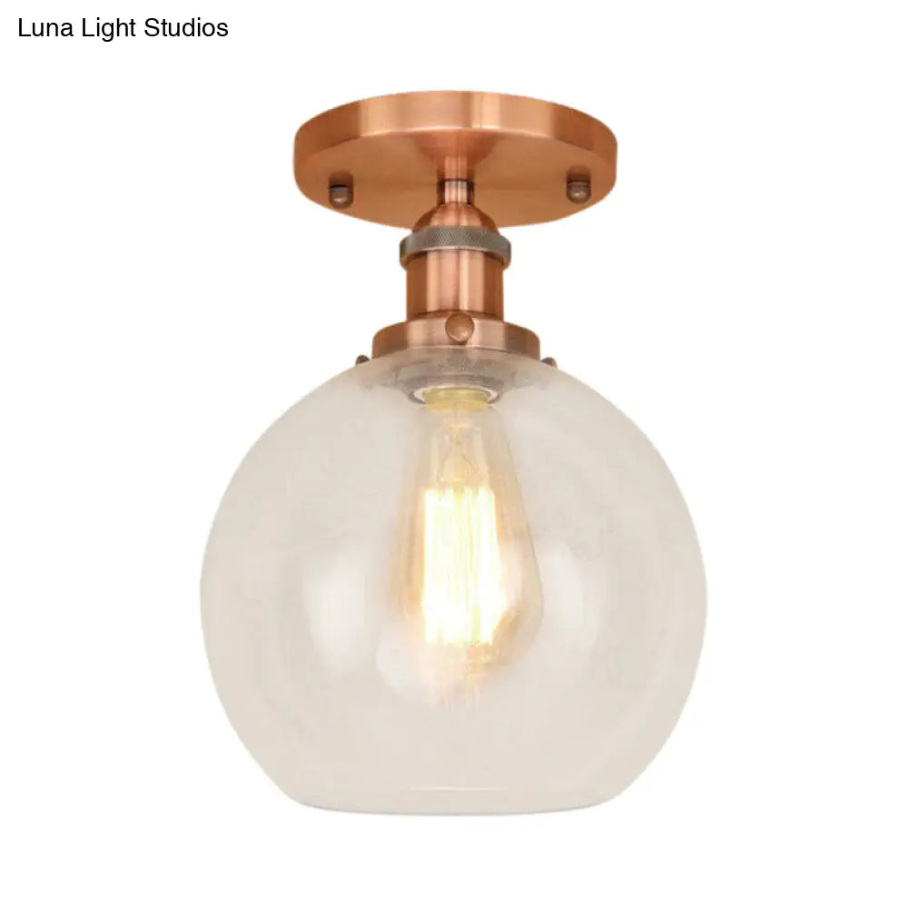 DecorBites™ DecorBites™ Industrial Clear Glass Spherical Balcony Ceiling Light Fixture – Black/Brass/Copper