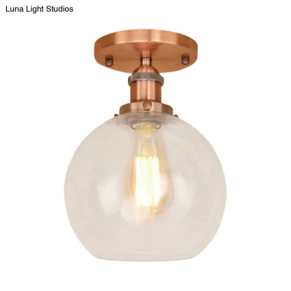 DecorBites™ DecorBites™ Industrial Clear Glass Spherical Balcony Ceiling Light Fixture – Black/Brass/Copper