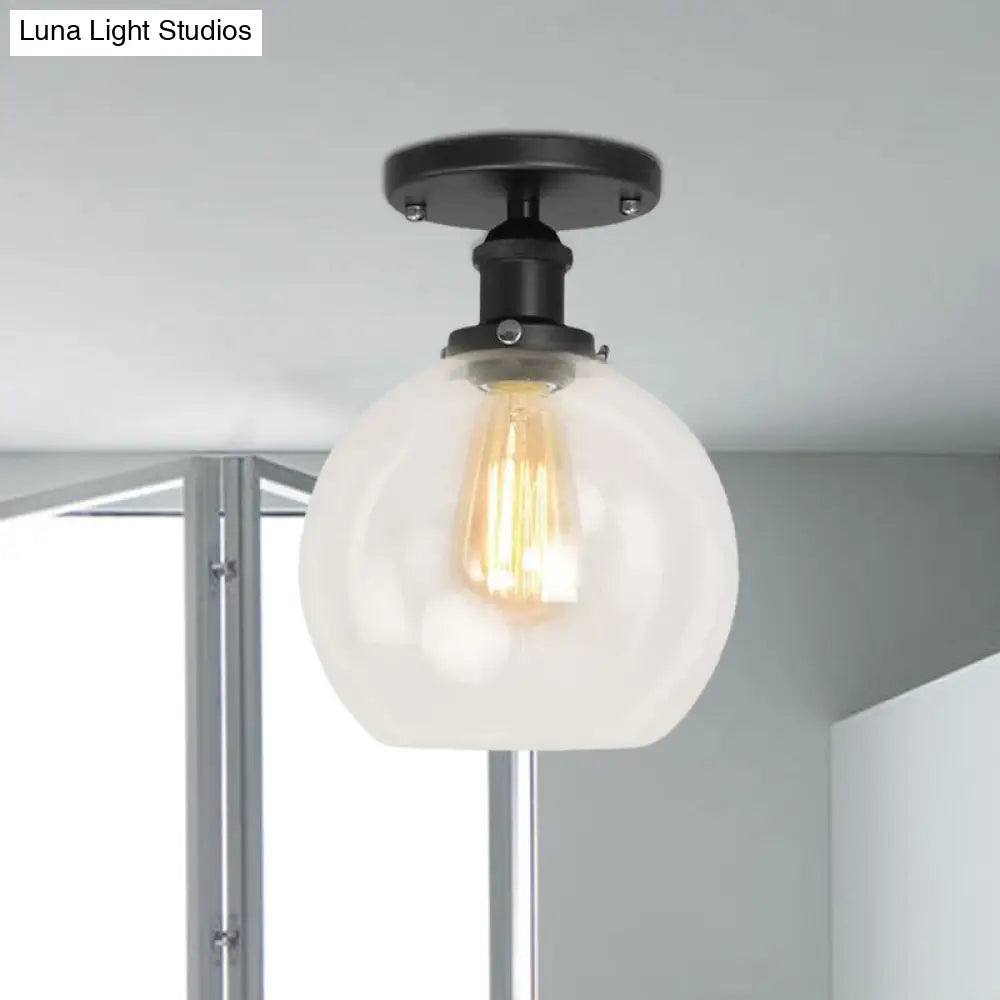 DecorBites™ DecorBites™ Industrial Clear Glass Spherical Balcony Ceiling Light Fixture – Black/Brass/Copper