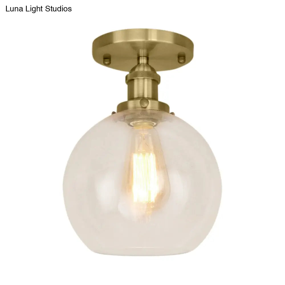 DecorBites™ DecorBites™ Industrial Clear Glass Spherical Balcony Ceiling Light Fixture – Black/Brass/Copper