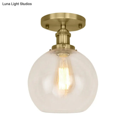 DecorBites™ DecorBites™ Industrial Clear Glass Spherical Balcony Ceiling Light Fixture – Black/Brass/Copper