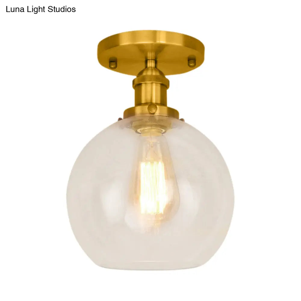 DecorBites™ DecorBites™ Industrial Clear Glass Spherical Balcony Ceiling Light Fixture – Black/Brass/Copper