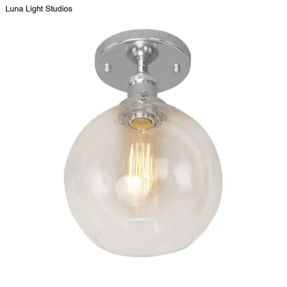 DecorBites™ DecorBites™ Industrial Clear Glass Spherical Balcony Ceiling Light Fixture – Black/Brass/Copper