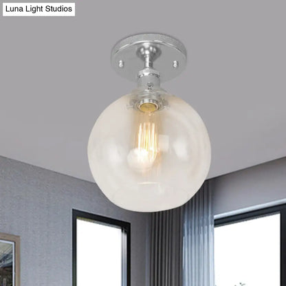 DecorBites™ DecorBites™ Industrial Clear Glass Spherical Balcony Ceiling Light Fixture – Black/Brass/Copper