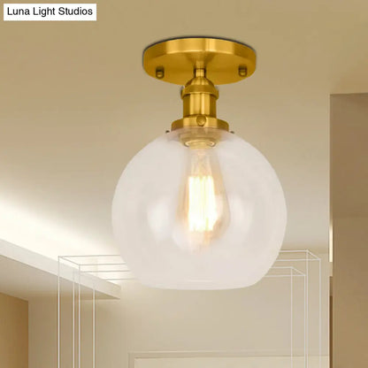 DecorBites™ DecorBites™ Industrial Clear Glass Spherical Balcony Ceiling Light Fixture – Black/Brass/Copper