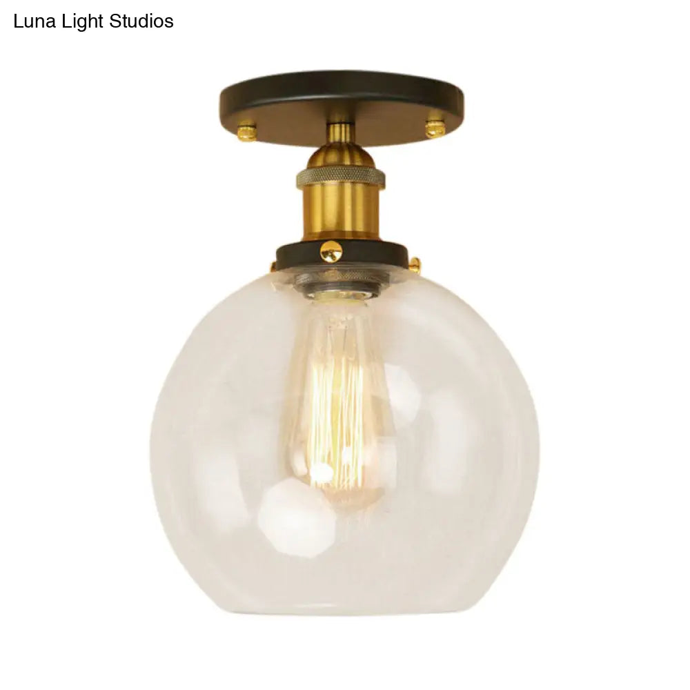 DecorBites™ DecorBites™ Industrial Clear Glass Spherical Balcony Ceiling Light Fixture – Black/Brass/Copper