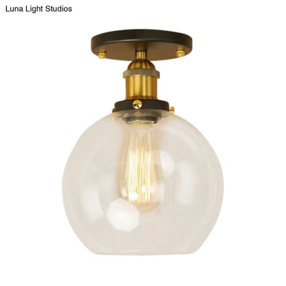 DecorBites™ DecorBites™ Industrial Clear Glass Spherical Balcony Ceiling Light Fixture – Black/Brass/Copper