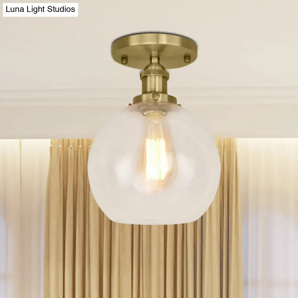 DecorBites™ DecorBites™ Industrial Clear Glass Spherical Balcony Ceiling Light Fixture – Black/Brass/Copper