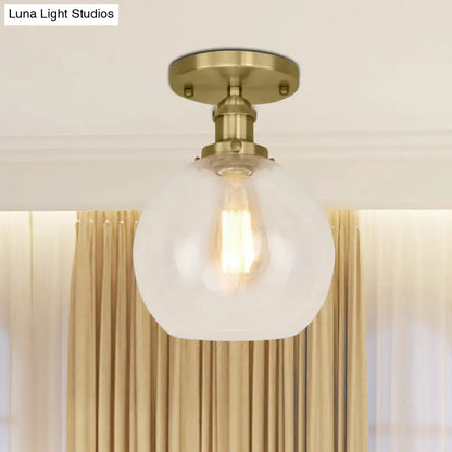 DecorBites™ DecorBites™ Industrial Clear Glass Spherical Balcony Ceiling Light Fixture – Black/Brass/Copper