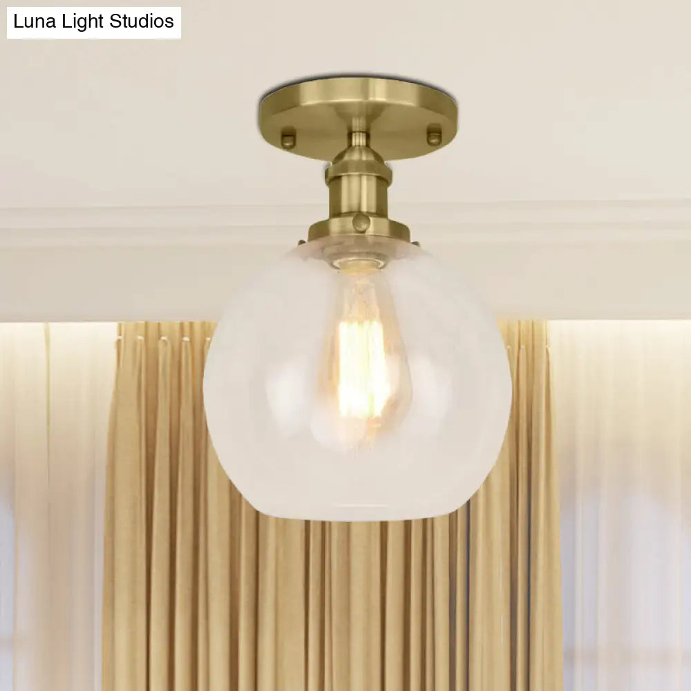 DecorBites™ DecorBites™ Industrial Clear Glass Spherical Balcony Ceiling Light Fixture – Black/Brass/Copper