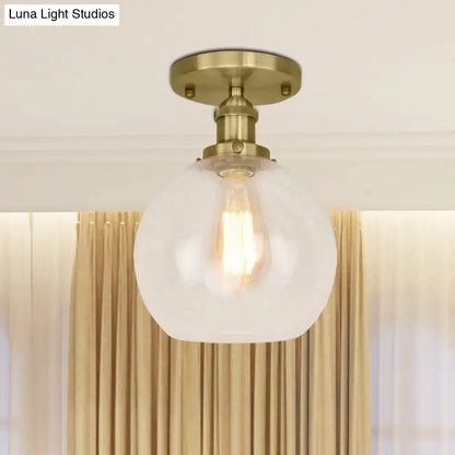 DecorBites™ DecorBites™ Industrial Clear Glass Spherical Balcony Ceiling Light Fixture – Black/Brass/Copper