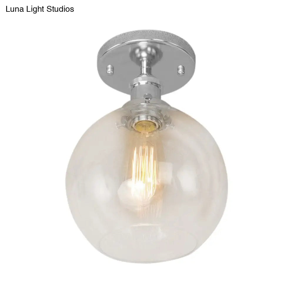 DecorBites™ DecorBites™ Industrial Clear Glass Spherical Balcony Ceiling Light Fixture – Black/Brass/Copper