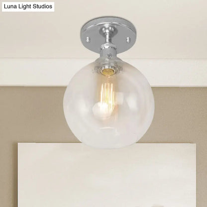 DecorBites™ DecorBites™ Industrial Clear Glass Spherical Balcony Ceiling Light Fixture – Black/Brass/Copper