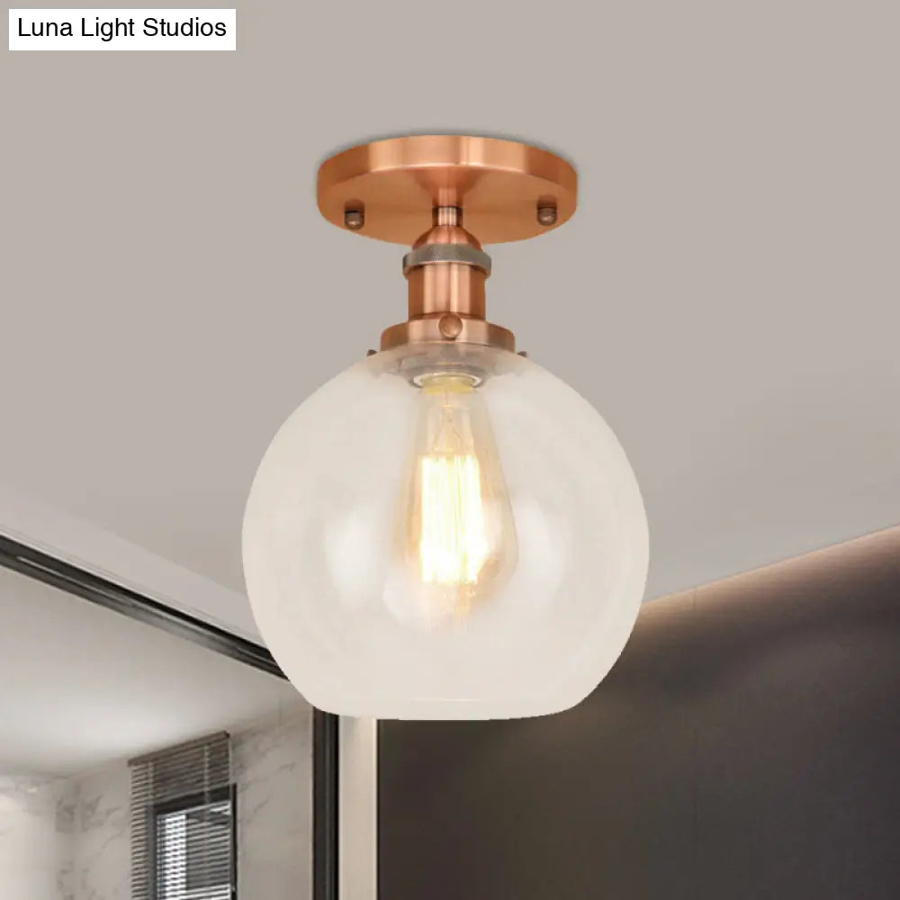 DecorBites™ DecorBites™ Industrial Clear Glass Spherical Balcony Ceiling Light Fixture – Black/Brass/Copper