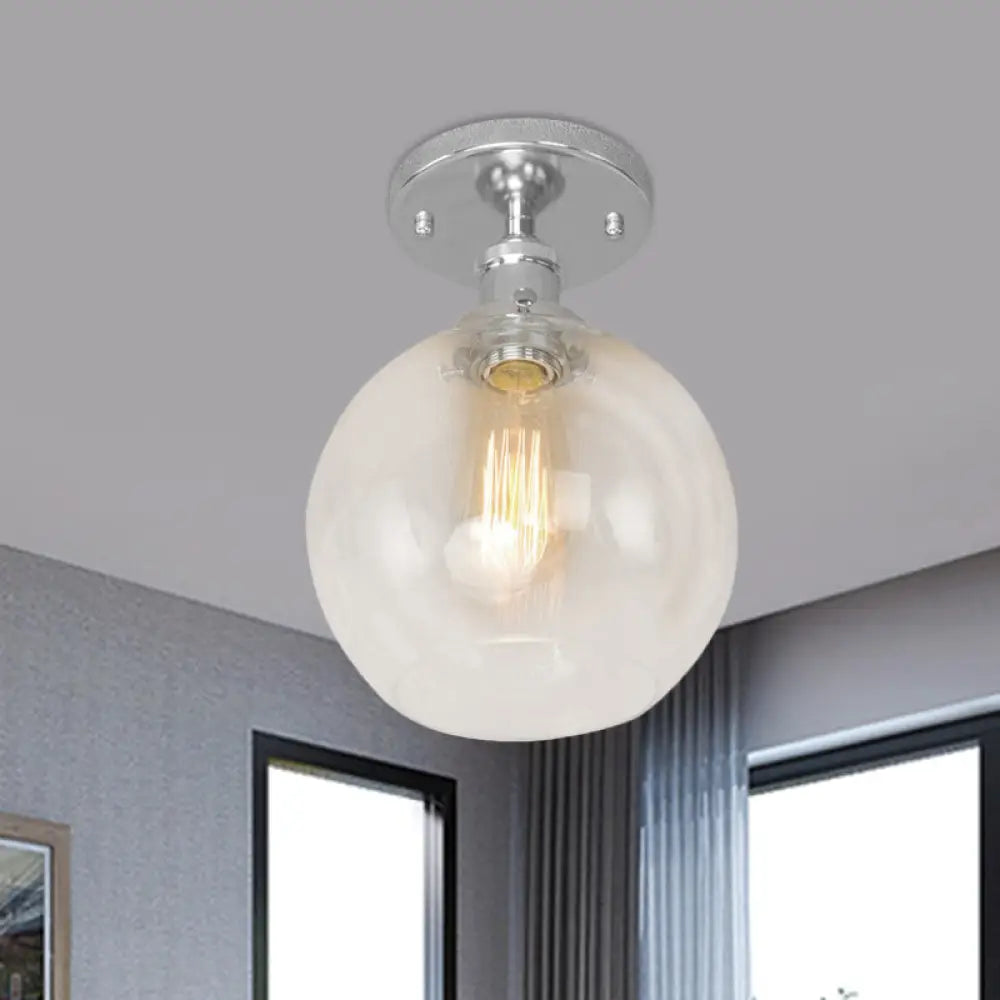 DecorBites™ DecorBites™ Industrial Clear Glass Spherical Balcony Ceiling Light Fixture – Black/Brass/Copper