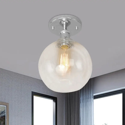 DecorBites™ DecorBites™ Industrial Clear Glass Spherical Balcony Ceiling Light Fixture – Black/Brass/Copper