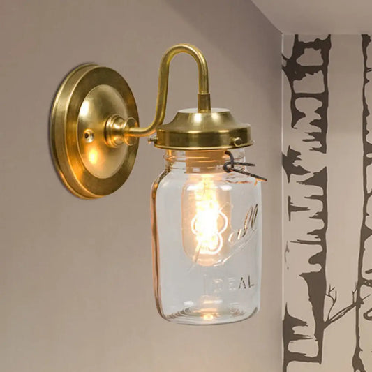 DecorBites™ DecorBites™ Industrial Clear Glass Wall Sconce with Brass Finish and Letter Detail