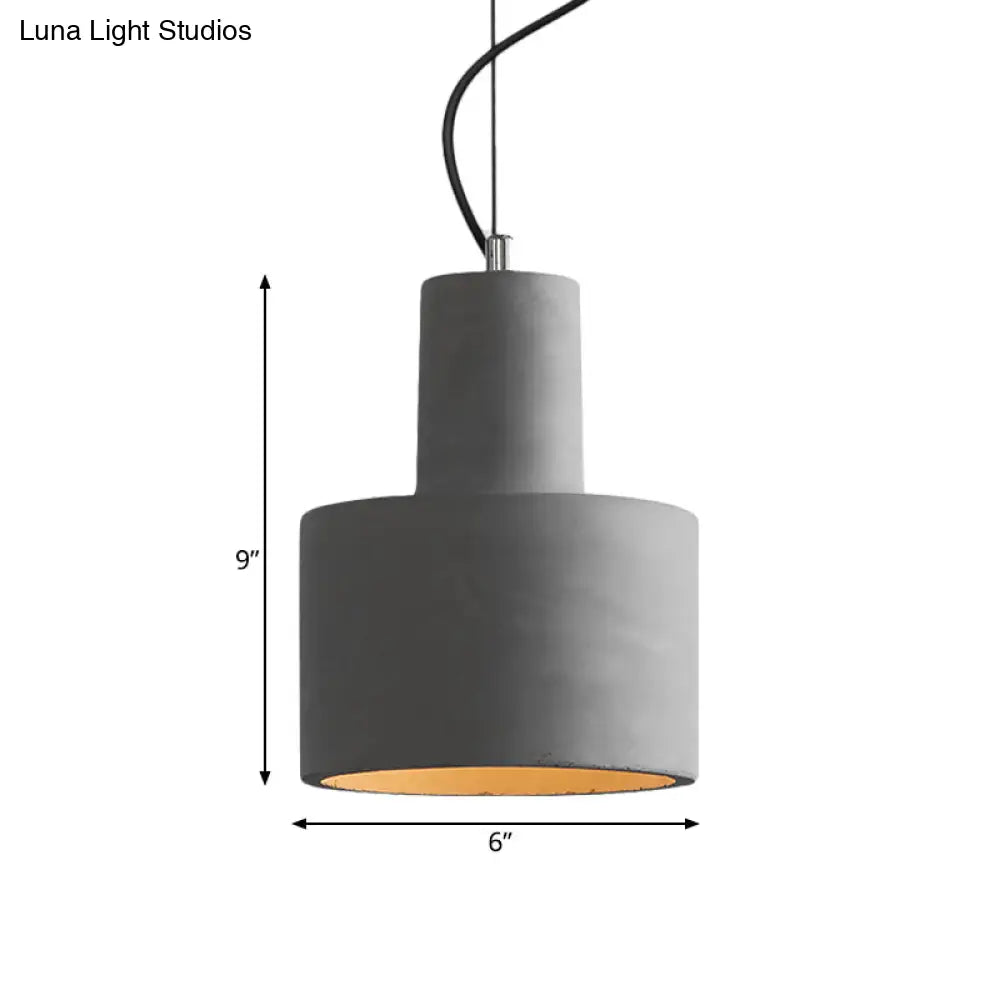 Industrial Coffee Shop Hanging Pendant Lamp with Cement Shade - 1-Light Ceiling Light