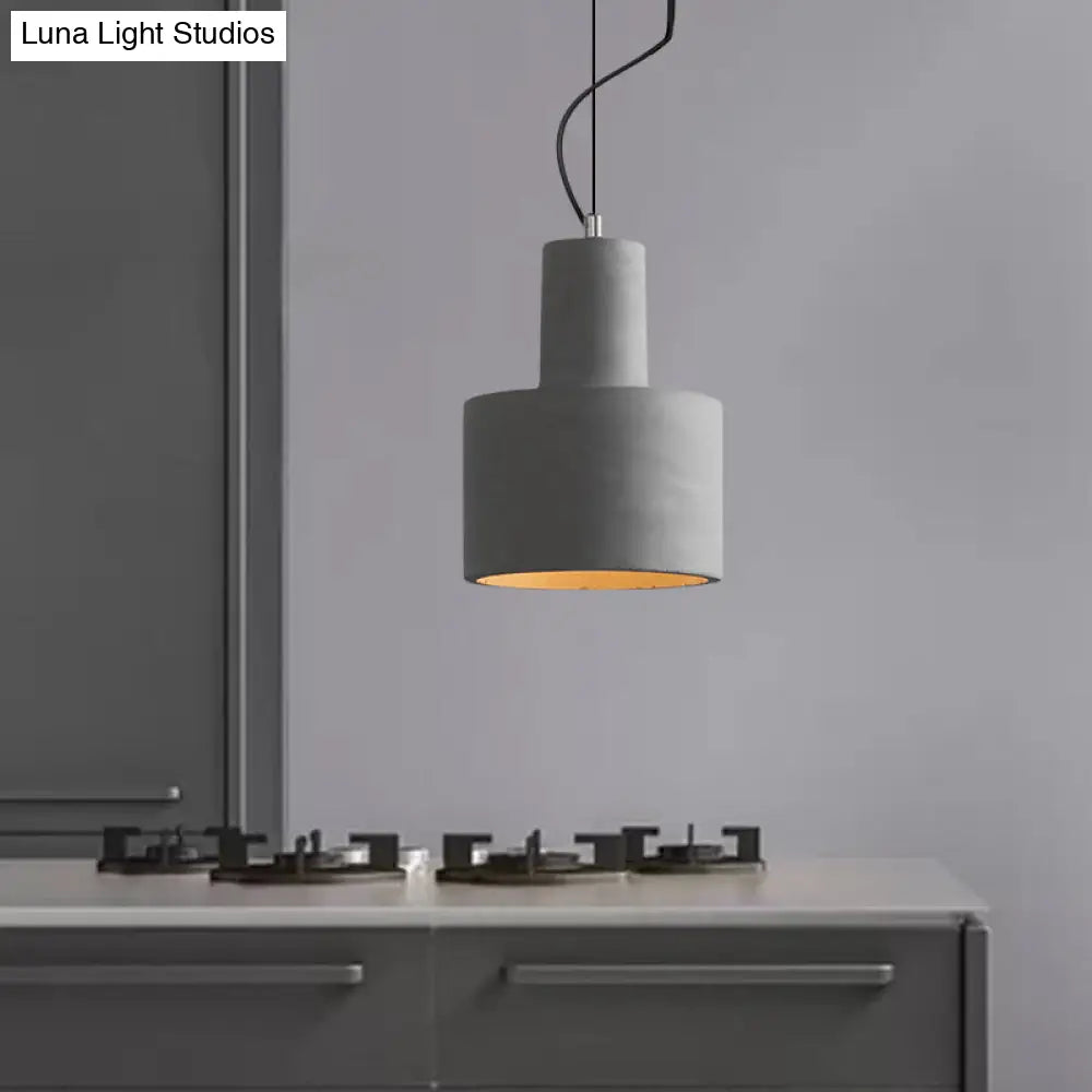 Industrial Coffee Shop Hanging Pendant Lamp with Cement Shade - 1-Light Ceiling Light