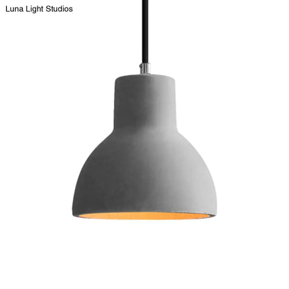 Industrial Coffee Shop Hanging Pendant Lamp with Cement Shade - 1-Light Ceiling Light