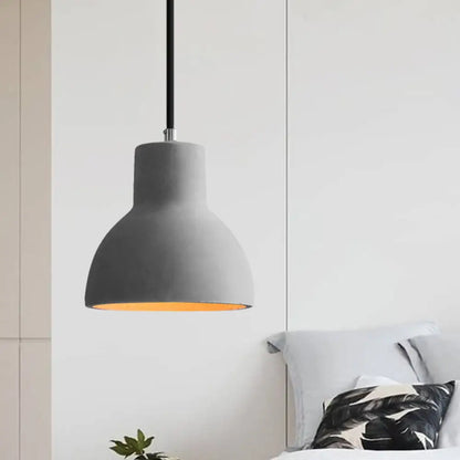 Industrial Coffee Shop Hanging Pendant Lamp with Cement Shade - 1-Light Ceiling Light