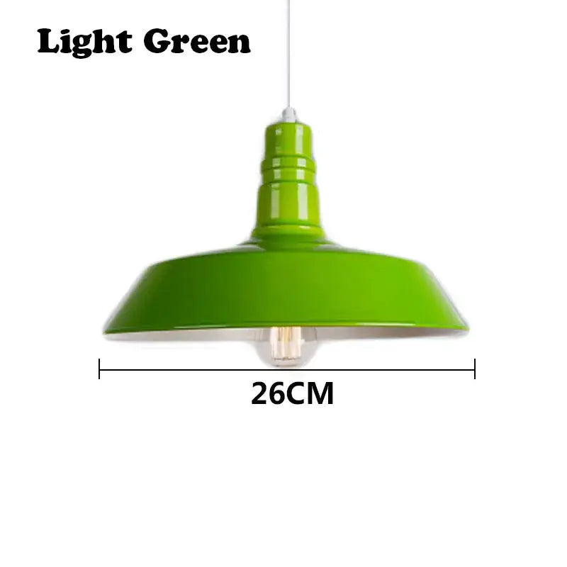 Light green pendant light with sleek dome-shaped metal shade and exposed bulb for study room by decorbites colorful led e27
