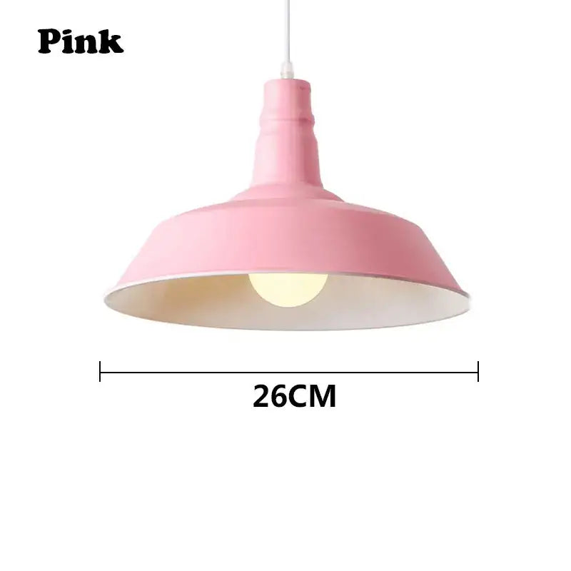 Pink pendant light with matte finish white interior industrial dome design decorbites colorful led e27 for study room