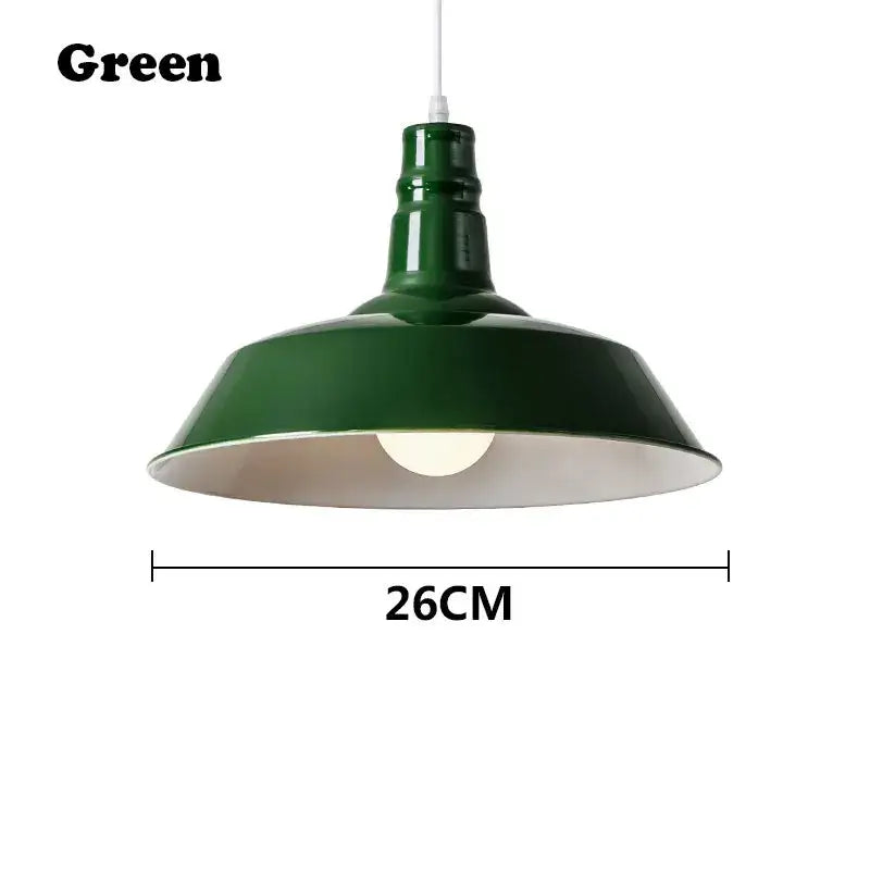 A sleek dark green industrial-style pendant light with matte metal shade and white cord for study room decorbites colorful led e27
