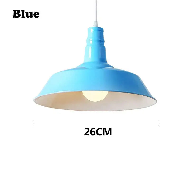 A vibrant blue industrial pendant light with matte finish and white interior for study room decorbites colorful led e27