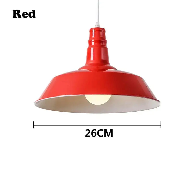 Vibrant red industrial pendant light with glossy enamel finish and white interior for study room decorbites colorful led e27