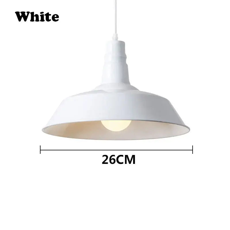 White industrial pendant light with matte finish 26cm diameter for decorbites colorful led e27 study room lighting