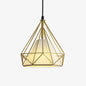 Industrial Cone Ceiling Pendant Light with Fabric Shade and Diamond Iron Cage