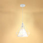 Industrial Cone Ceiling Pendant Light with Fabric Shade and Diamond Iron Cage