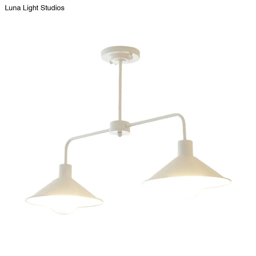 DecorBites™ Industrial Conic Pendant Light - Black/White, Stylish Metallic, 2 Heads with Angle Arm - Perfect for Kitchen Island Lighting