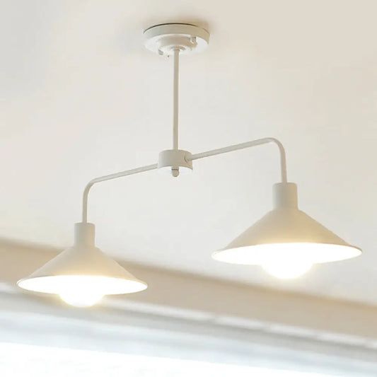 DecorBites™ Industrial Conic Pendant Light - Black/White, Stylish Metallic, 2 Heads with Angle Arm - Perfect for Kitchen Island Lighting