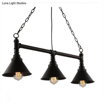 DecorBites™ Industrial Conical 3-Head Black Hanging Ceiling Light for Restaurants