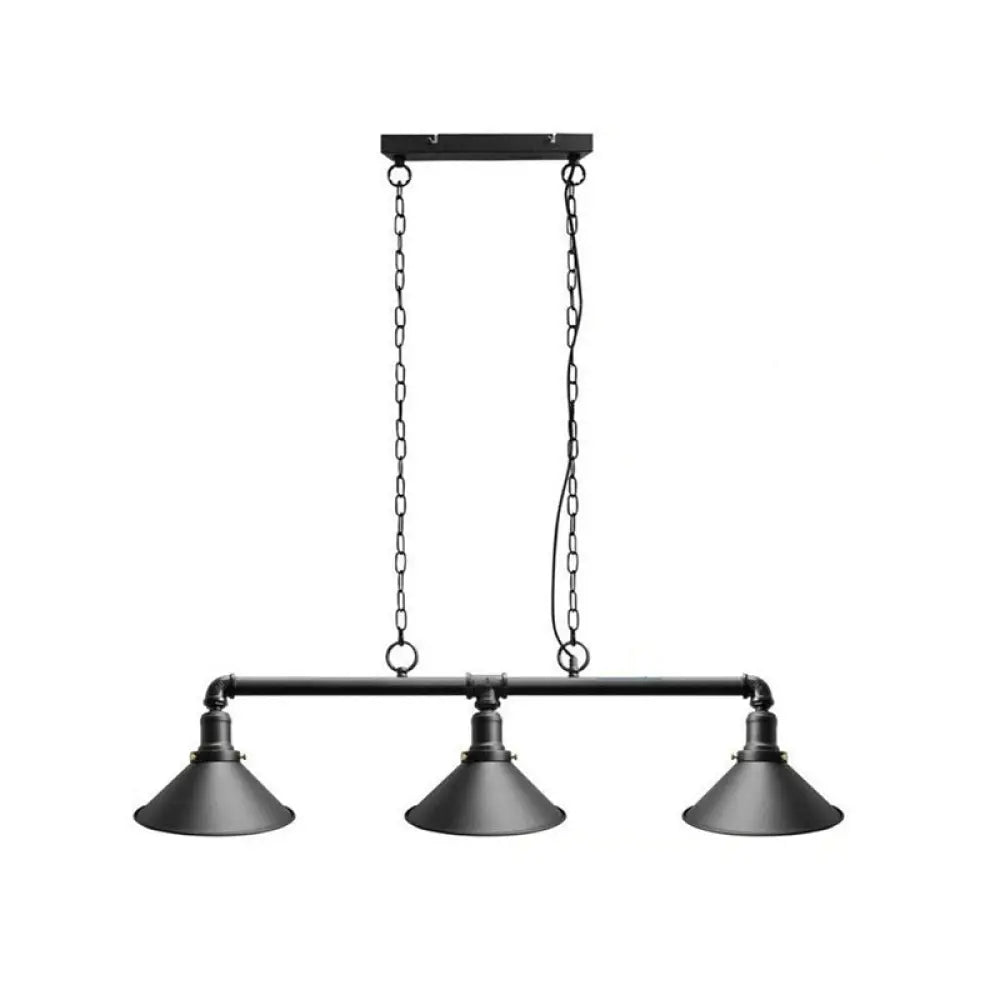 DecorBites™ Industrial Conical 3-Head Black Hanging Ceiling Light for Restaurants