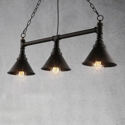 DecorBites™ Industrial Conical 3-Head Black Hanging Ceiling Light for Restaurants