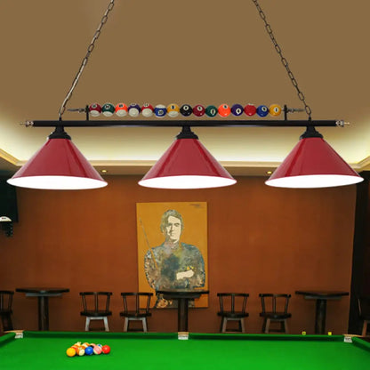 DecorBites™ Industrial Conical Metal Billiard Lamp with Country Club Island Light & Rolled Edge