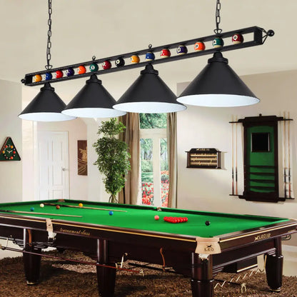 DecorBites™ Industrial Conical Metal Billiard Lamp with Country Club Island Light & Rolled Edge