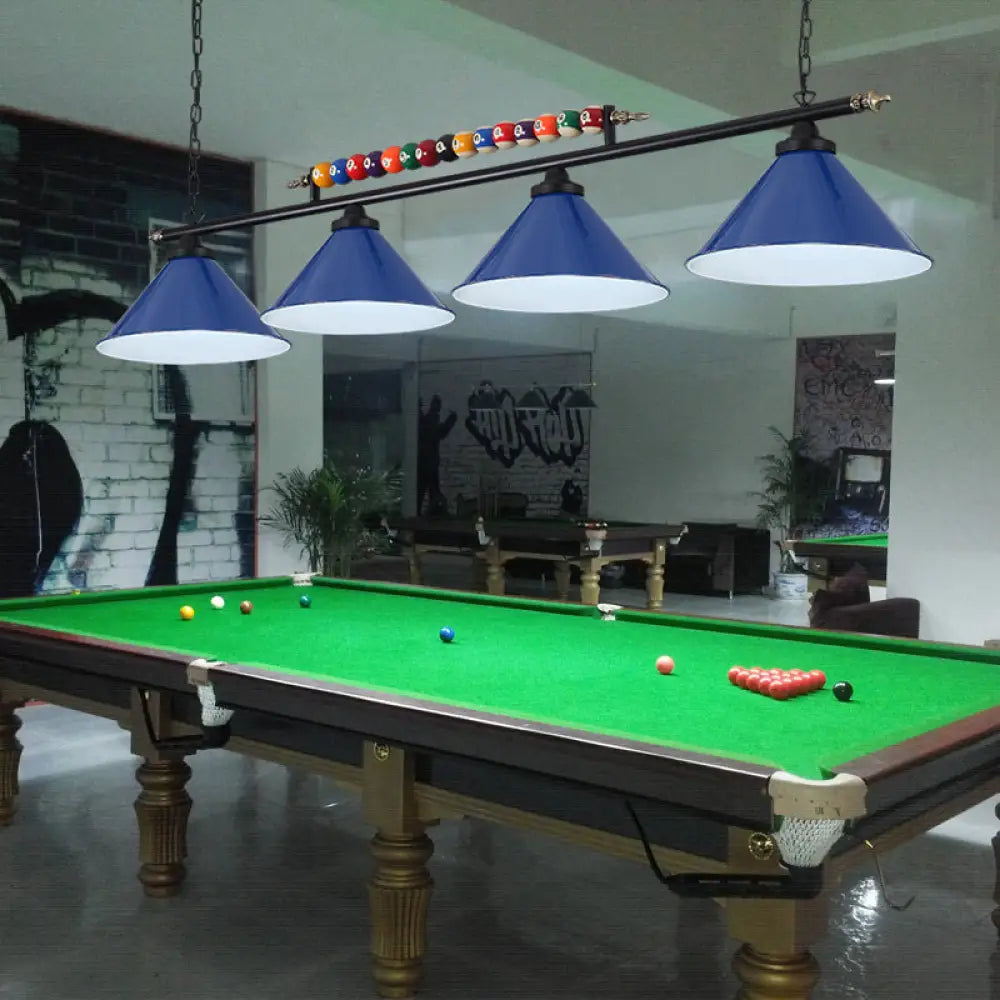 DecorBites™ Industrial Conical Metal Billiard Lamp with Country Club Island Light & Rolled Edge