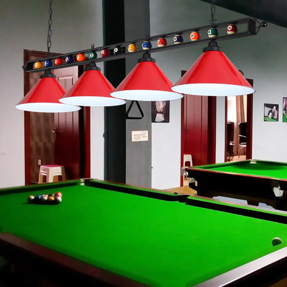 DecorBites™ Industrial Conical Metal Billiard Lamp with Country Club Island Light & Rolled Edge