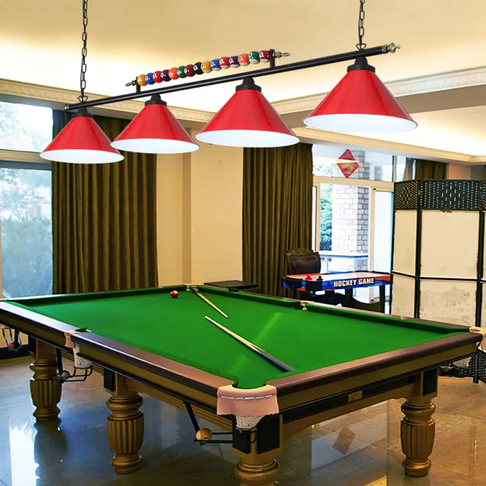 DecorBites™ Industrial Conical Metal Billiard Lamp with Country Club Island Light & Rolled Edge