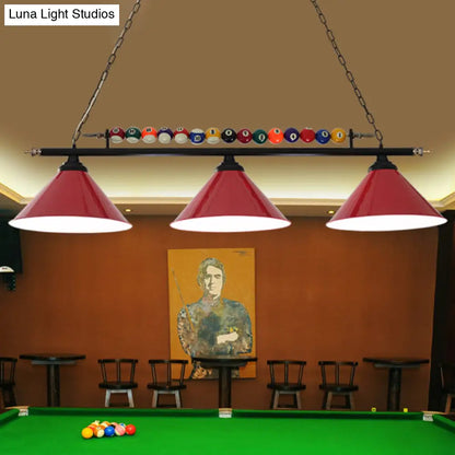 DecorBites™ Industrial Conical Metal Billiard Lamp with Country Club Island Light & Rolled Edge