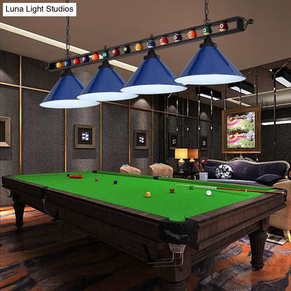 DecorBites™ Industrial Conical Metal Billiard Lamp with Country Club Island Light & Rolled Edge