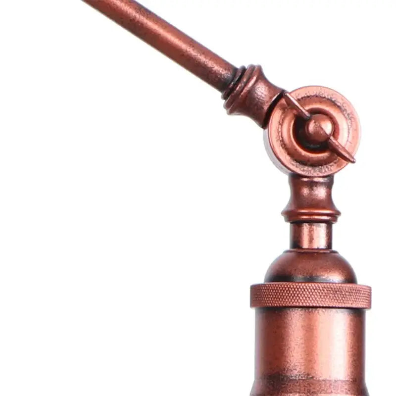 Copper-finished industrial wall sconce with decorbites adjustable glass swing arm and vintage textured joint base